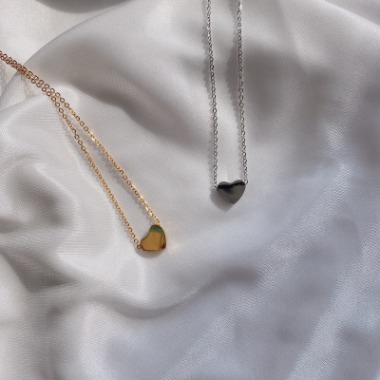 simple petit heart necklace (silver, gold)