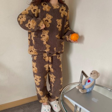 teddy bear fluffy pajama homewear (2 colors)