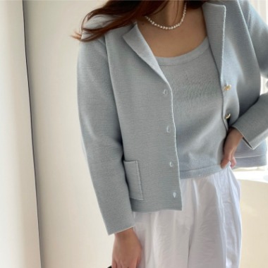 noted classic knit jacket set (3 colors)